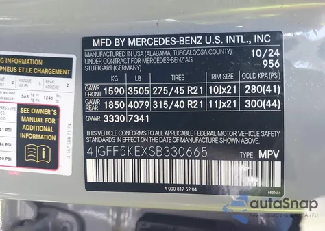 2025 Mercedes-Benz Gls 450 4Matic from USA, damaged, VIN 4JGFF5KEXSB330665